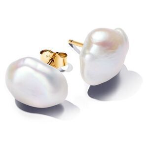 Pandora Baroque Treated Freshwater Cultured Pearl Stud Earrings 14k gold plating